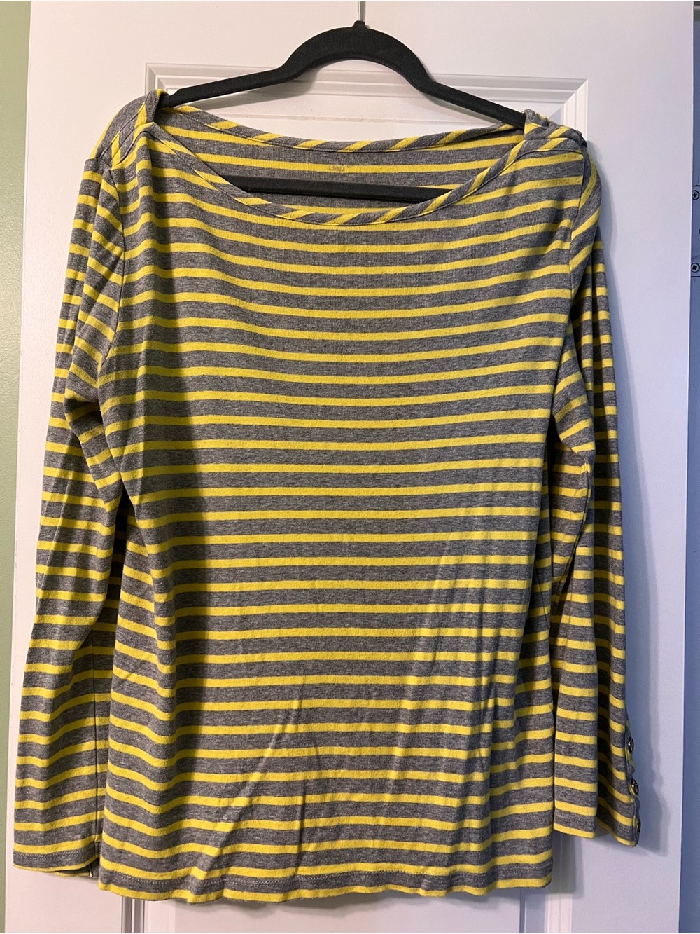GAP Gray & Yellow Striped Long-Sleeve Top